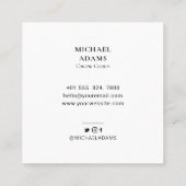 Schwarz & Weiß Einfach Modernes Foto Social Media Quadratische Visitenkarte (Rückseite)