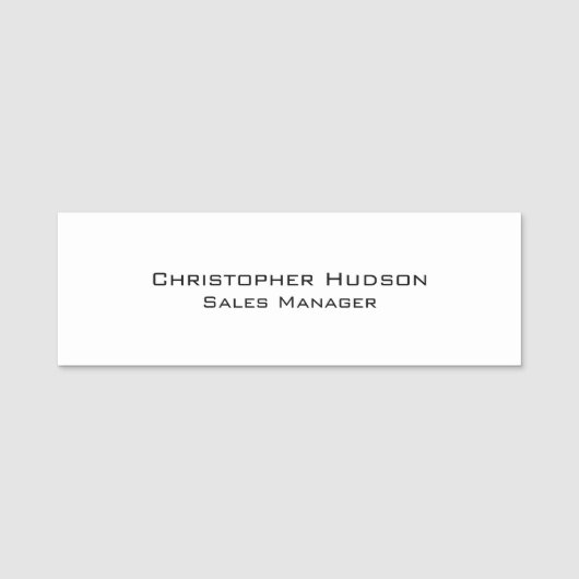 Schwarz-weiß Einfach Schlicht Namensschild (Vorderseite)