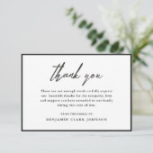 Schwarz-Weiß-Einfache Beileidsfeier Beileid Beerdi Dankeskarte (Stehend Vorderseite)