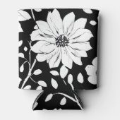Schwarz-Weiß-Einfache Blume Nahtloses Muster Dosenkühler (Vorderseite)