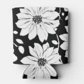 Schwarz-Weiß-Einfache Blume Nahtloses Muster Dosenkühler (Rückseite)