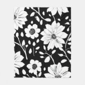 Schwarz-Weiß-Einfache Blume Nahtloses Muster Fleecedecke (Vorderseite)