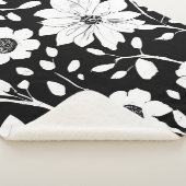 Schwarz-Weiß-Einfache Blume Nahtloses Muster Sherpadecke (3/4)