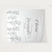 Schwarz-Weiß-Einfache Blumenzange Wandteppich (Vorderseite (Horizontal))