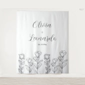 Schwarz-Weiß-Einfache Blumenzange Wandteppich (Vorderseite)