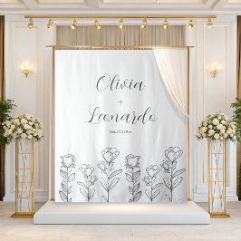 Schwarz-Weiß-Einfache Blumenzange Wandteppich