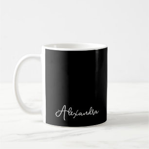 Schwarz Weiß Einfache Chic Schrift Monogramm Name Kaffeetasse