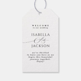 Schwarz & Weiß Einfache Elegante Chic Begrüßung Geschenkanhänger