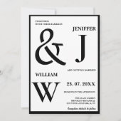 Schwarz-Weiß-Einfache Elegante Moderne Hochzeit Einladung (Vorderseite)