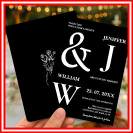 Schwarz-Weiß-Einfache Elegante Moderne Hochzeit Einladung