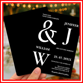 Schwarz-Weiß-Einfache Elegante Moderne Hochzeit Einladung