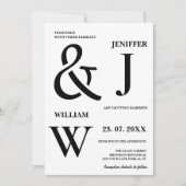 Schwarz-Weiß-Einfache Elegante Moderne Hochzeit Einladung (Vorderseite)