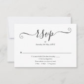 Schwarz-Weiß-Einfache, elegante Script-Hochzeit RSVP Karte (Vorderseite)