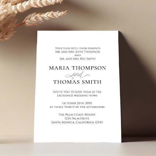 Schwarz-Weiß-Einfache Elegantin Einladung