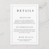 Schwarz-Weiß-Einfache formale Hochzeitsdetails Begleitkarte (Vorderseite)