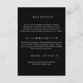 Schwarz/Weiß einfache formelle Hochzeitsdetails Begleitkarte (Rückseite)