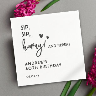 Schwarz-Weiß Einfache Funny Adult 40. Geburtstag Serviette