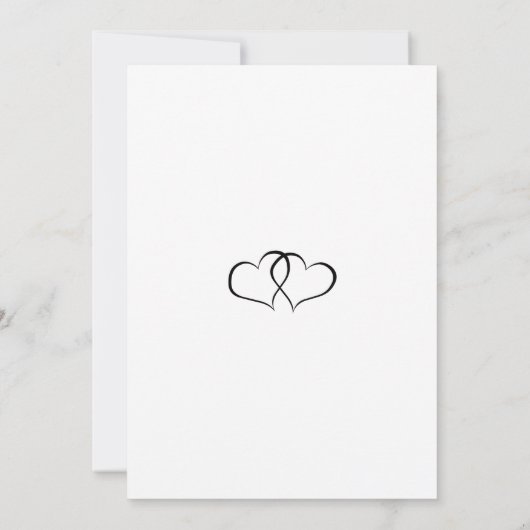 Schwarz-Weiß-Einfache Herzen Hochzeitseinladungen Einladung (Rückseite)