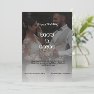 Schwarz-Weiß-Einfache Hochzeit Einladung