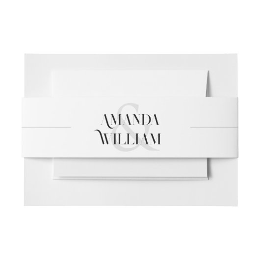 Schwarz-Weiß-Einfache Hochzeit Einladungsbanderole (Vorderseite Beispiel)