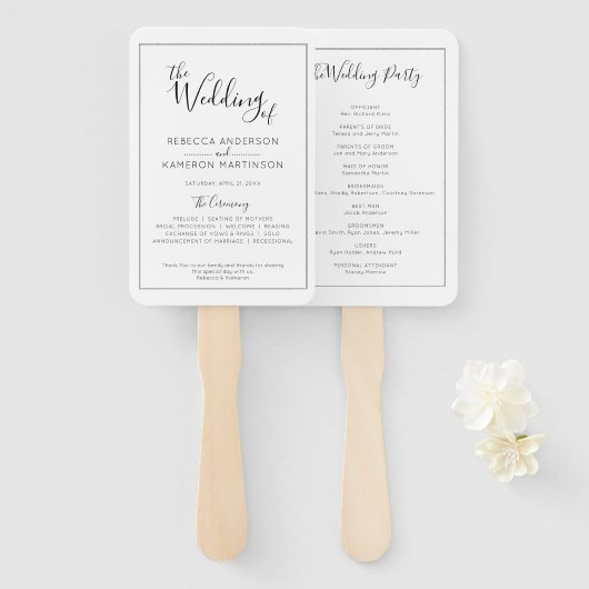Schwarz-Weiß-Einfache Hochzeit Fächer (Vorne und Hinten)