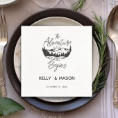 Schwarz-Weiß-Einfache Hochzeit Personalisiert Serviette