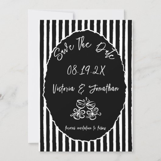 Schwarz-Weiß-Einfache Hochzeit retten das Datum Save The Date (Vorderseite)