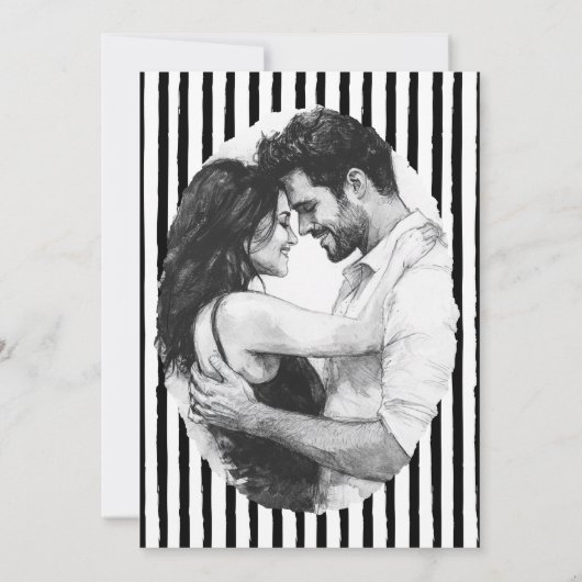 Schwarz-Weiß-Einfache Hochzeit retten das Datum Save The Date (Rückseite)