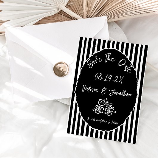 Schwarz-Weiß-Einfache Hochzeit retten das Datum Save The Date
