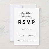 Schwarz/Weiß | Einfache Hochzeit RSVP Karte (Vorderseite)