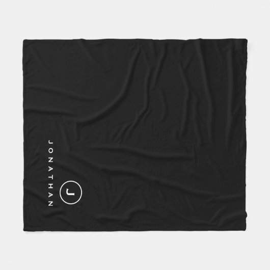 Schwarz/Weiß | Einfache Medallion für Monogramm un Fleecedecke (Vorderseite (Horizontal))