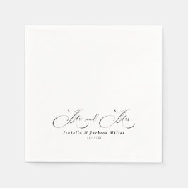 Schwarz/Weiß Einfache Minimalistische Hochzeit Serviette