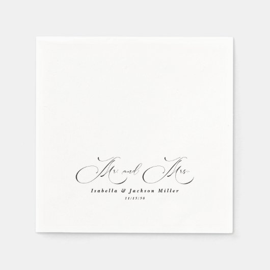 Schwarz/Weiß Einfache Minimalistische Hochzeit Serviette (Vorderseite)