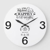 Schwarz/Weiß Einfache Minimalistische Neuverheirat Große Wanduhr (Vorderseite)