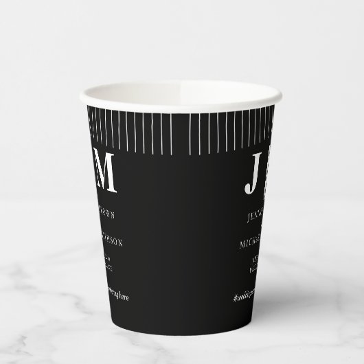 Schwarz-Weiß-Einfache moderne Drinks Hochzeit Pappbecher (Links)