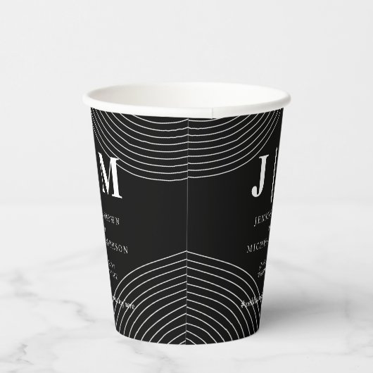 Schwarz-Weiß-Einfache moderne Drinks Hochzeit Pappbecher (Rechts)