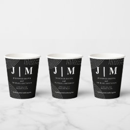 Schwarz-Weiß-Einfache moderne Drinks Hochzeit Pappbecher