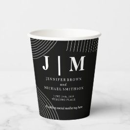 Schwarz-Weiß-Einfache moderne Drinks Hochzeit Pappbecher