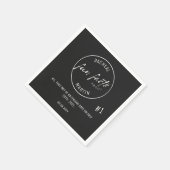 Schwarz-Weiß-Einfache moderne Fun-Fakten Hochzeite Serviette (Ecke)