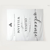 Schwarz-Weiß-Einfache Moderne Hochzeit Begrüßungsz Wandteppich (Vorderseite (Horizontal))