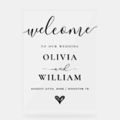 Schwarz-Weiß-Einfache moderne Mattierte Hochzeitsz Acrylschild (Vorderseite)