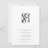 Schwarz-Weiß-Einfache moderne Monogramm-Hochzeit Einladung (Vorderseite)