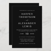 Schwarz-Weiß-Einfache moderne Typografie-Hochzeit Einladung (Vorne/Hinten)