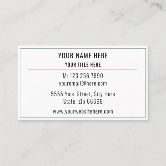 Schwarz-weiß Einfache Personalisierte Visitenkarte (Vorderseite)