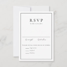 Schwarz-Weiß-Einfache Typografie RSVP Karte