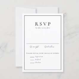 Schwarz-Weiß-Einfache Typografie RSVP Karte