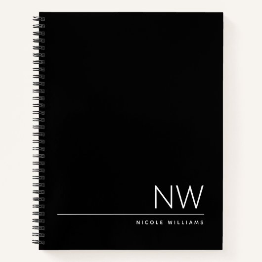 Schwarz-Weiß einfaches minimalistisches Design Notizblock (Vorderseite)