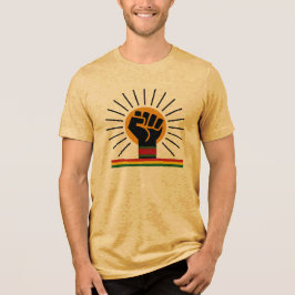 Schwarz-Weiß-Einheitsfaust-Aufgehende-Sonne-T-Shir Tri-Blend Shirt