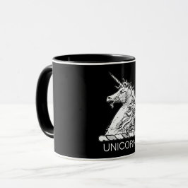 Schwarz-Weiß-Einhorn-Magisches Pferd Tasse
