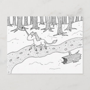 Schwarz-Weiß-Einhorngaloppieren Postkarte